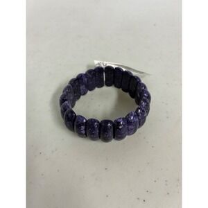 Iris & Lily Purple Genuine Gemstone Stretch Bracelet Rounded Rectangle Beads NEW